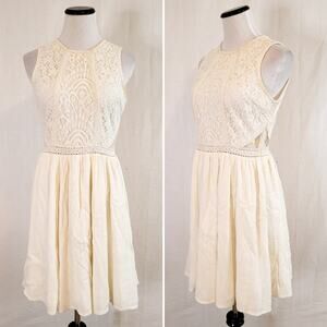 Altar'd State Lace Cutout A-Line Dress White S